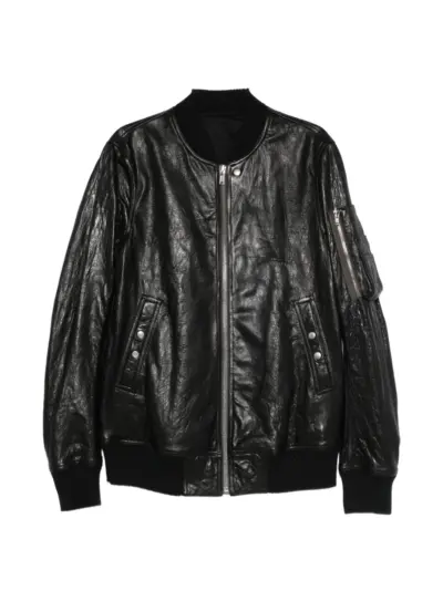 Rick Owens classic flight leather bomber jacket - Black