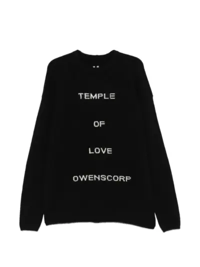 Rick Owens crew-neck letter-intarsia sweater - Black