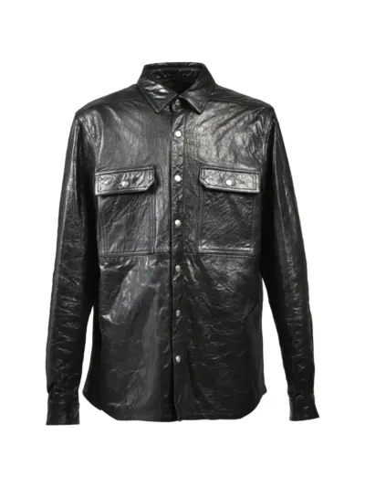 Rick Owens flap-pocket leather shirt - Black