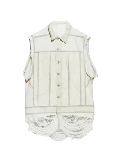 Rick Owens ripped waistcoat - Neutrals