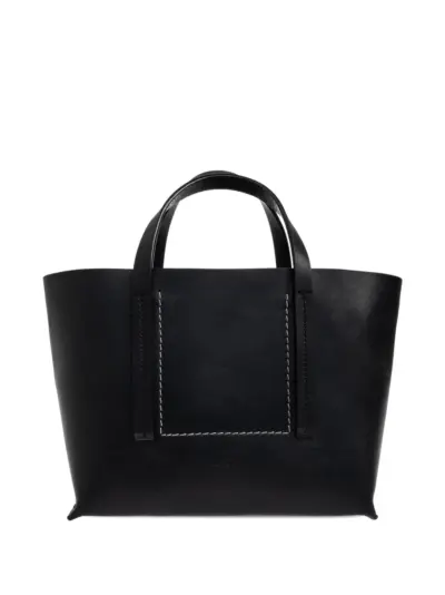 Rick Owens topstitch leather tote bag - Black
