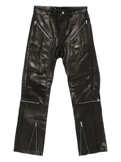 Rick Owens zip-detail leather trousers - Black