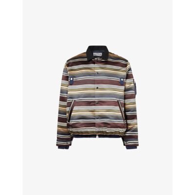 Sacai Mens Sacai Horizontal Stripe Double-Layer Woven Jacket