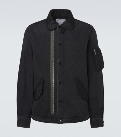 Sacai Twill-trimmed denim blouson jacket