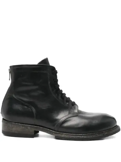 Shoto lace-up zipped biker boots - Black