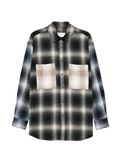 Song For The Mute check-pattern chest-pocket overshirt - Black