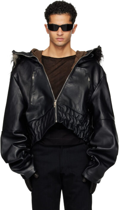 Swampgod Black Dragoncello Cropped Leather Jacket