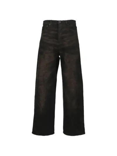 Taakk logo-patch wide-leg jeans - Brown