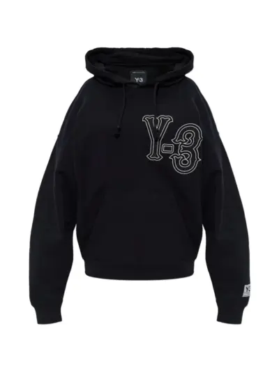 Y-3 GFX logo-detail hoodie - Black