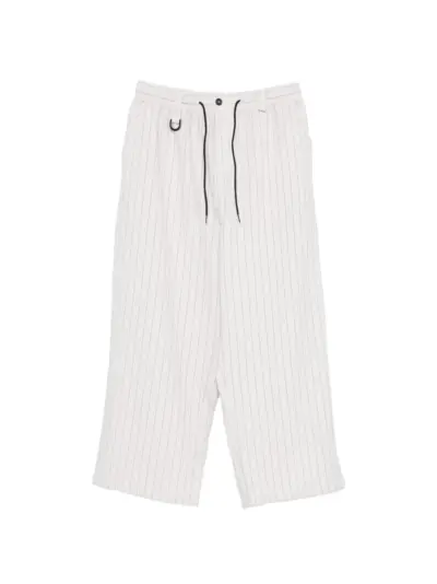 Y-3 striped drawstring trousers - Neutrals
