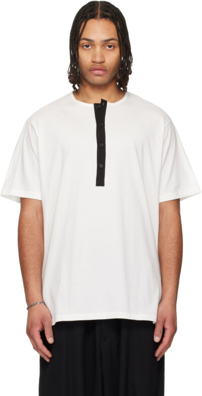 YOHJI YAMAMOTO Off-White Short Sleeve Henley