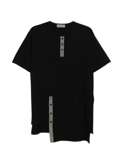 Yohji Yamamoto button asymmetric T-shirt - Black