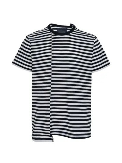 Yohji Yamamoto paneled striped short-sleeve T-shirt - Black