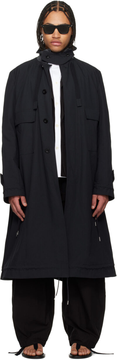 sacai Black Weathercloth Coat