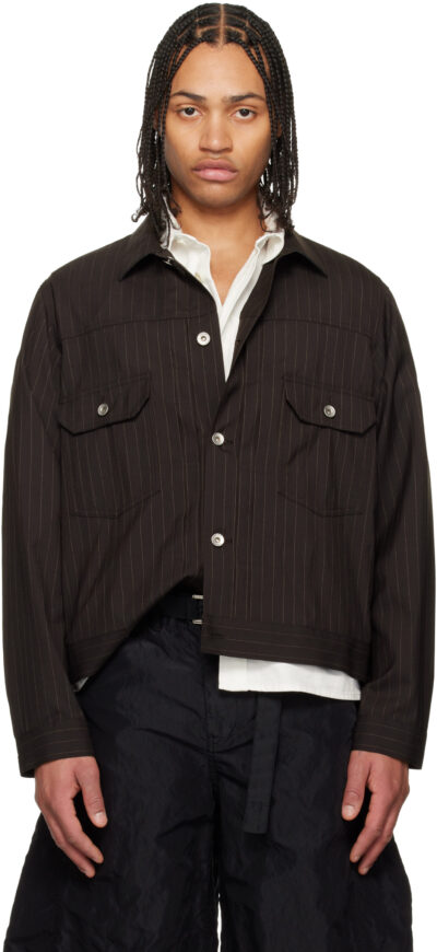 sacai Brown Chalk Stripe Jacket