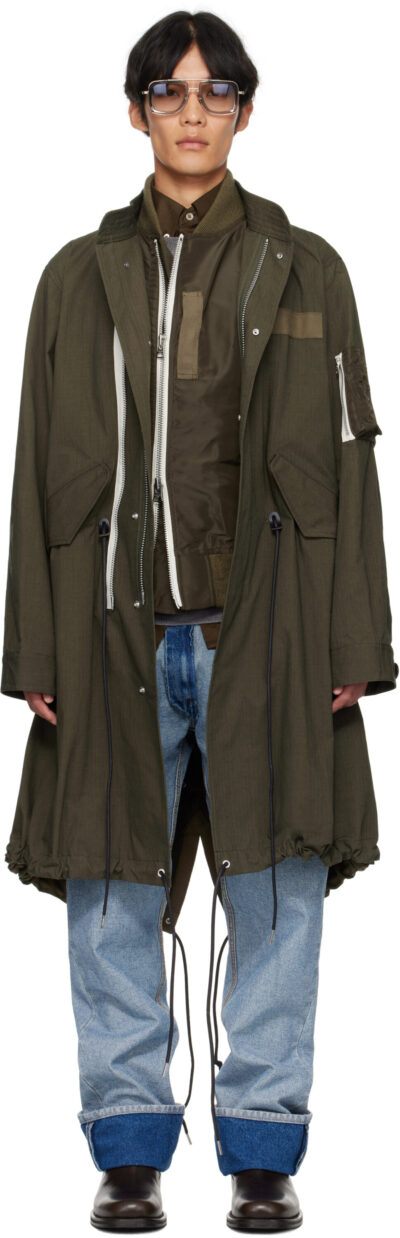 sacai Khaki Rip Stop Coat