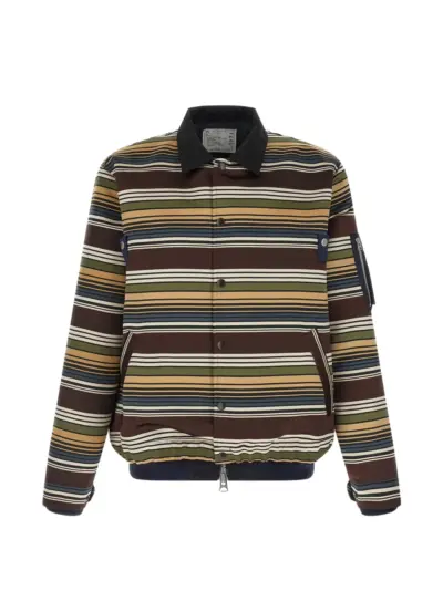 sacai striped bomber jacket - Brown