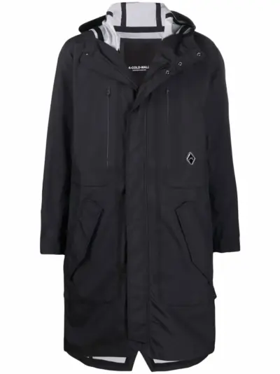 A-COLD-WALL* System logo-print parka coat - Black