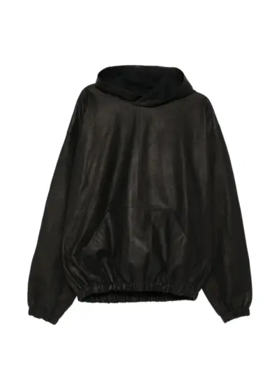 A Diciannoveventitre leather hoodie - Black