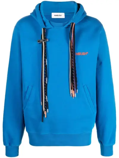AMBUSH multicord-drawstring organic cotton hoodie - Blue