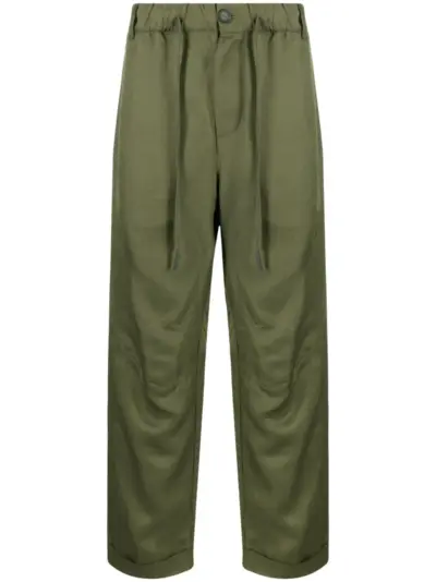 Andrea Ya'aqov cropped draped drawstring trousers - Green