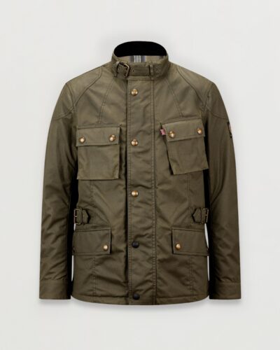 Belstaff Crosby Motorcycle Jacket Men's Waxed Cotton Forest Green Size 3XL