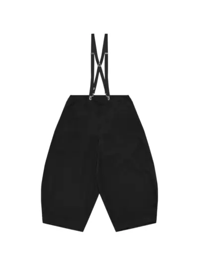 Black Comme Des Garçons suspenders cropped trousers