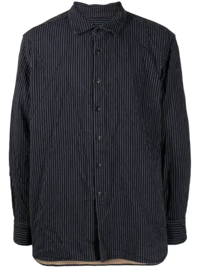 Casey Casey striped long-sleeve cotton shirt - Blue