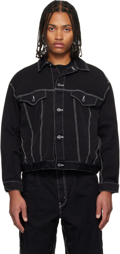 Comme des Garçons Homme Black Spun Twill Garment Dyed Jacket