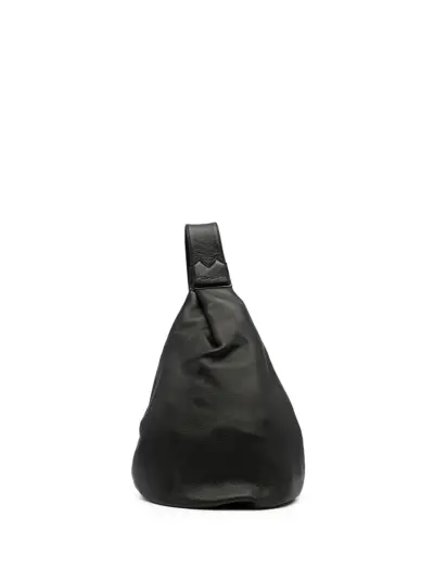 Discord Yohji Yamamoto logo-embossed leather shoulder bag - Black