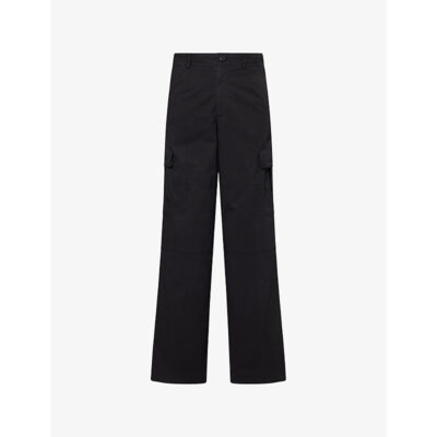 Dries Van Noten Mens Dries Van Noten Patch-Pocket Wide-Leg Cotton Cargo Trousers