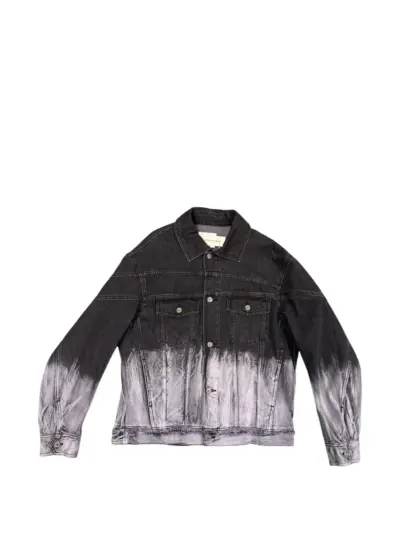 Feng Chen Wang disstressed-effect tie-dye denim jacket - Black