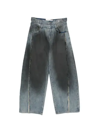 Feng Chen Wang faded wide trousers - Black