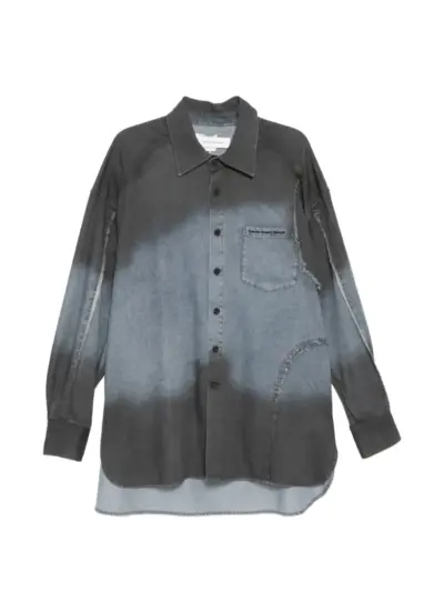 Feng Chen Wang gradient-effect fringed shirt - Black