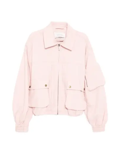 Feng Chen Wang logo-patched long-sleeve bomber jacket - Pink