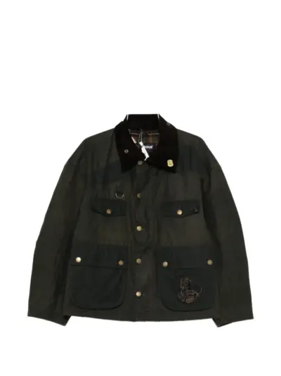 Feng Chen Wang x Barbour check embroidered coat - Green