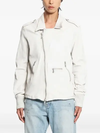 Giorgio Brato crinkled biker jacket - White