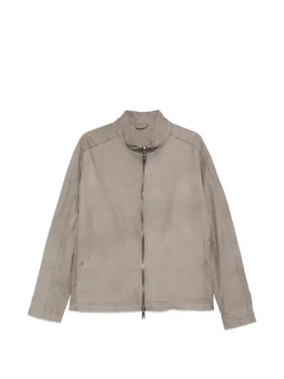 Giorgio Brato stand-up-collar leather jacket - Grey