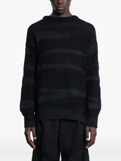 HALOS striped distressed-effect jumper - Black