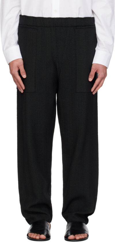 HOMME PLISSÉ ISSEY MIYAKE Black Inlaid Knit Trousers