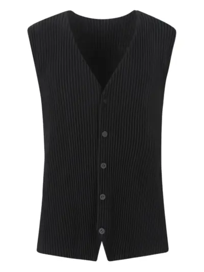 Homme Plissé Issey Miyake pleated button gilet - Black