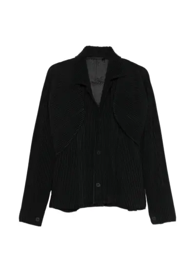 Homme Plissé Issey Miyake pleated cropped blazer - Black