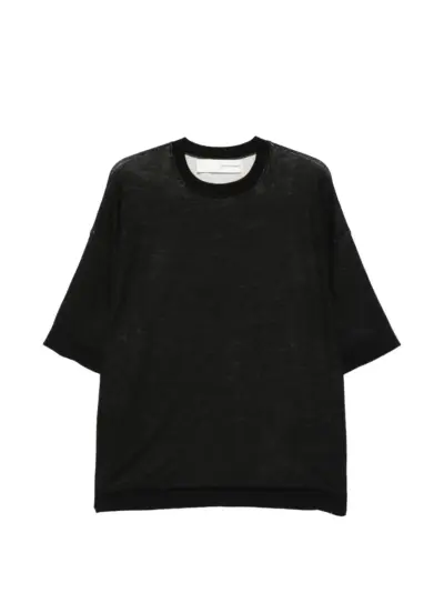 Isabel Benenato short-sleeve crew-neck sweater - Black
