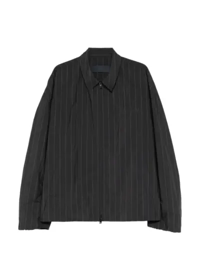 Juun.J pinstriped zip jacket - Black