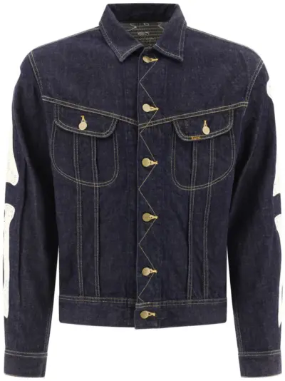 KAPITAL Skeleton crochet-detail denim jacket - Blue