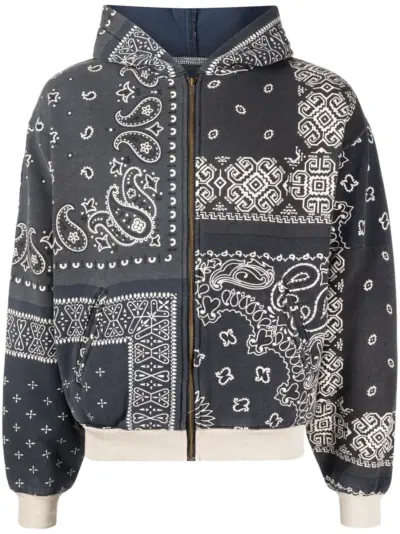 KAPITAL paisley-print zip hoodie - Black