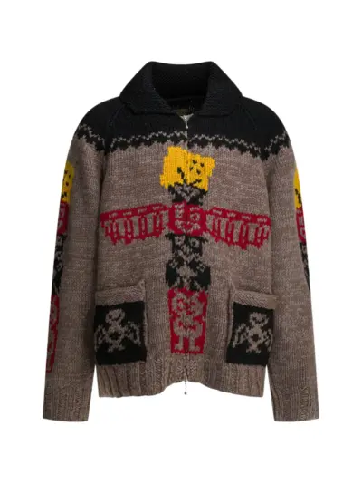 KAPITAL patterned zip-up cardigan - Brown