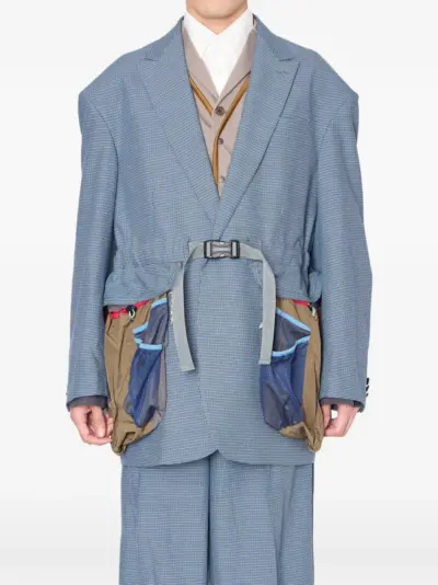 Kolor plaid multi-pocket blazer - Blue