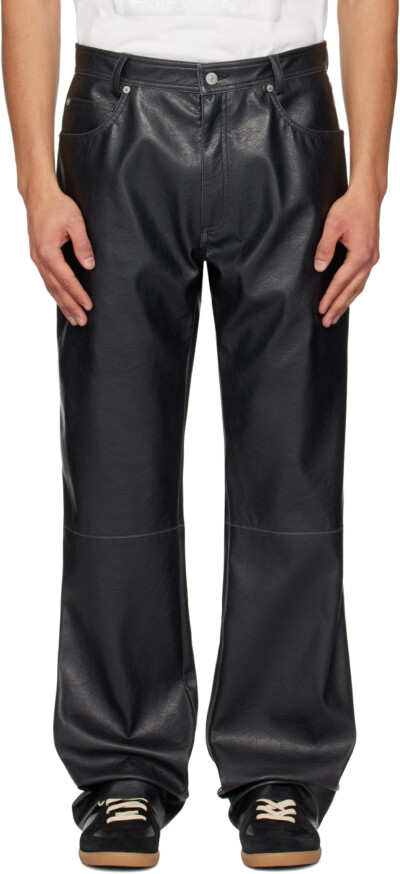 MM6 Maison Margiela Black 5 Pockets Faux-Leather Pants