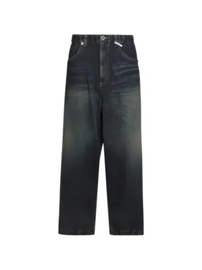 Maison MIHARA YASUHIRO elasticated straight-leg jeans - Blue